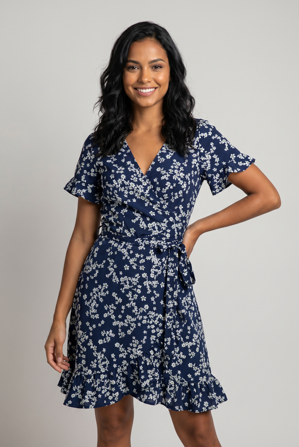 Floral Wrap Dress with Tie Waist