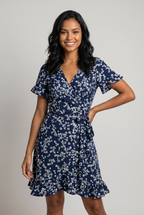 Floral Wrap Dress with Tie Waist