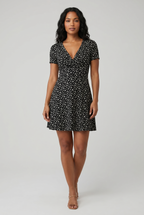Short Sleeve Floral Wrap Dress