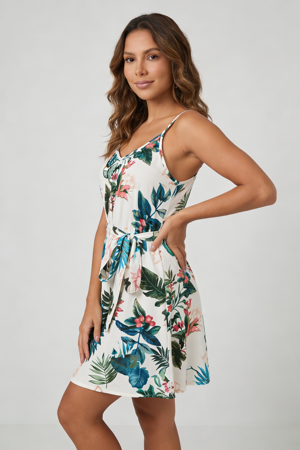 Tropical Belted Dress
