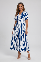 V-Neck Printed Maxi Summer Dress