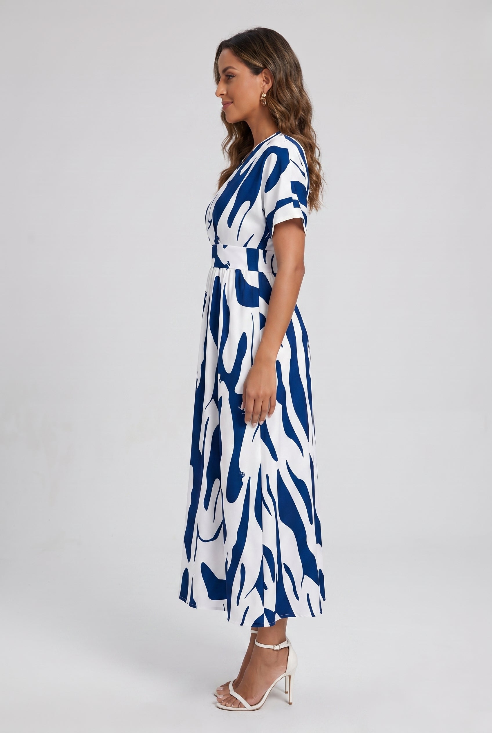 V-Neck Printed Maxi Summer Dress
