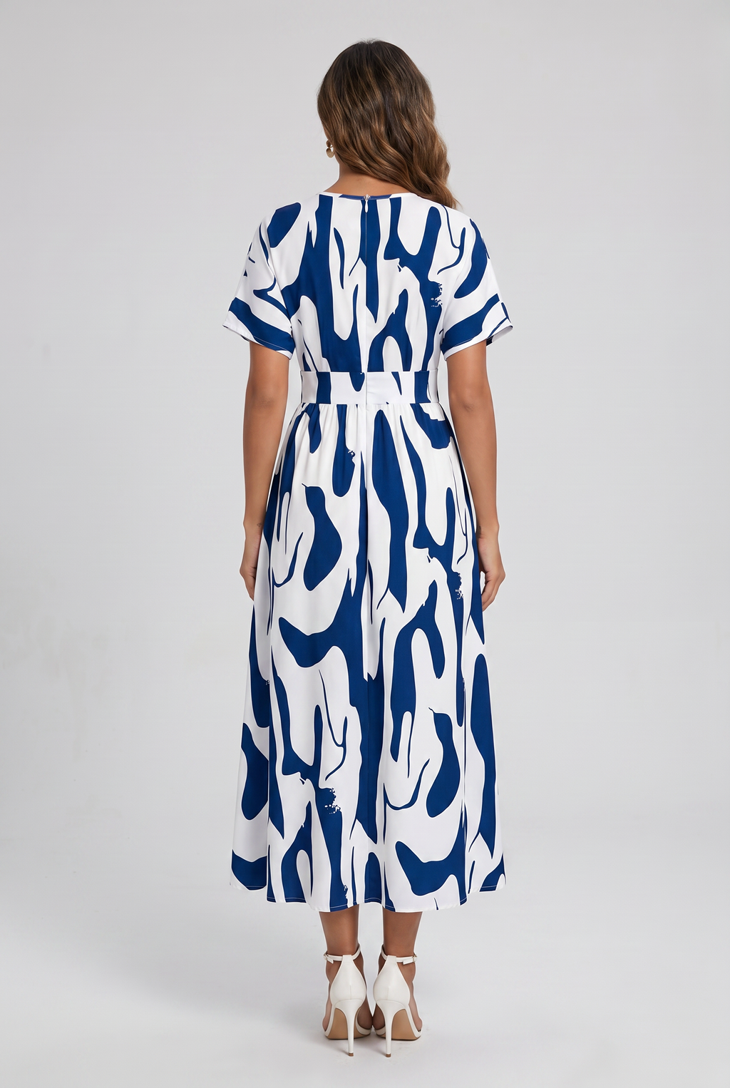 V-Neck Printed Maxi Summer Dress