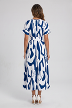 V-Neck Printed Maxi Summer Dress