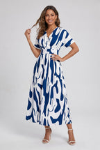 V-Neck Printed Maxi Summer Dress