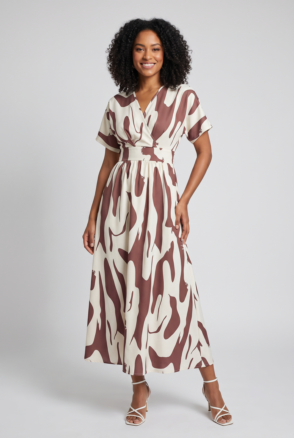 V-Neck Printed Maxi Summer Dress