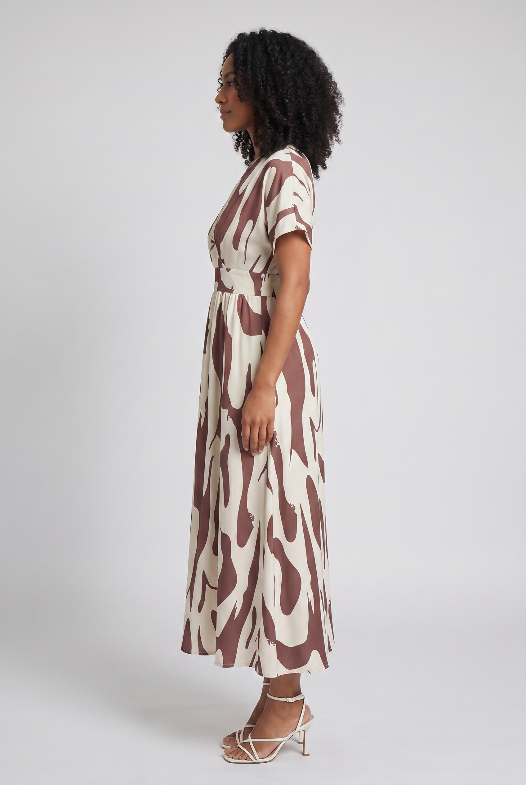 V-Neck Printed Maxi Summer Dress