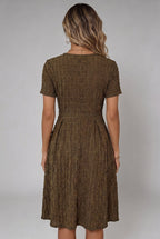 Casual Brown Textured Midi Dress