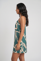 Green Printed Cami Mini Dress