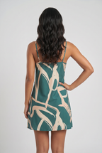 Green Printed Cami Mini Dress
