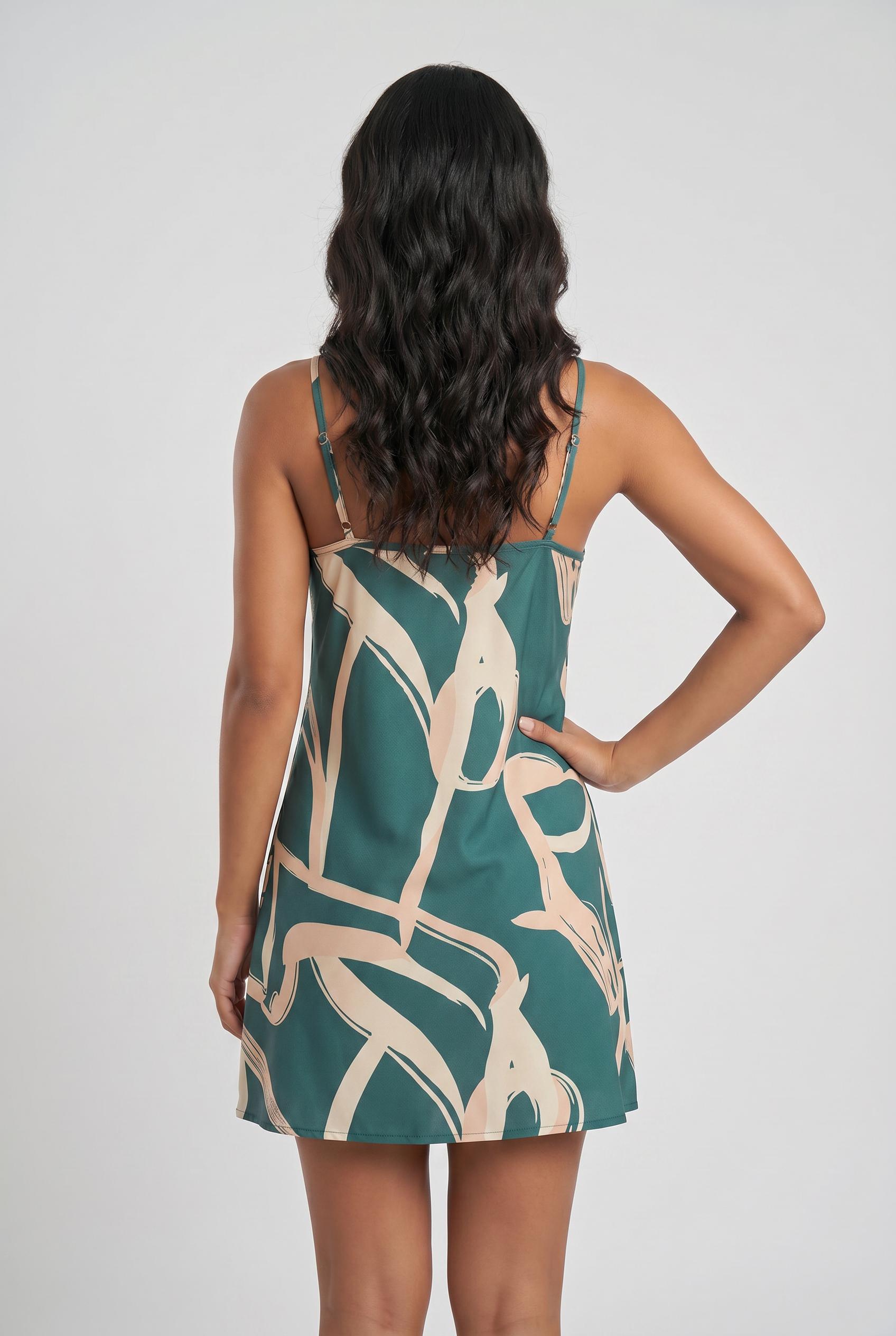 Green Printed Cami Mini Dress