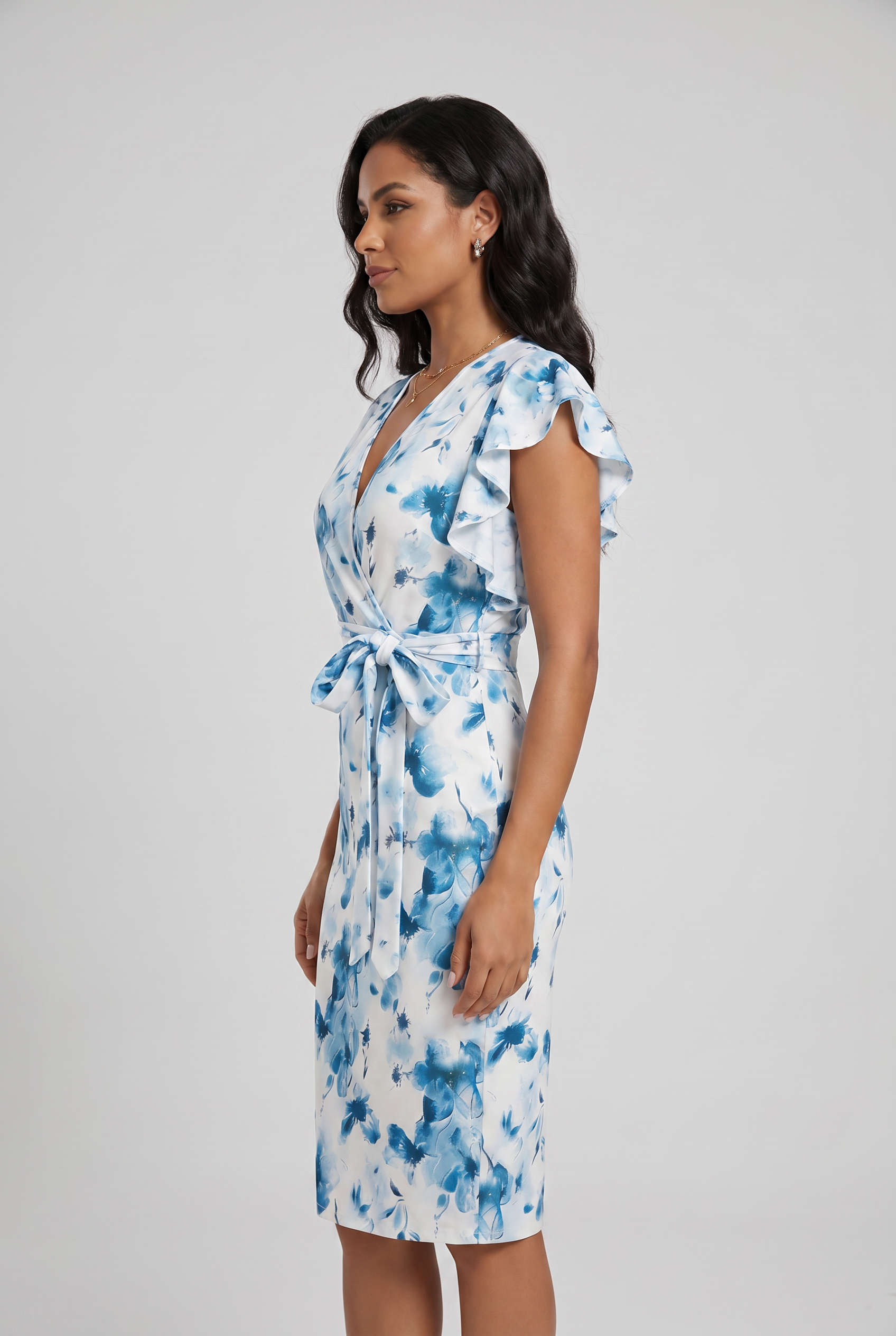 Elegant Floral Tie-Waist Dress
