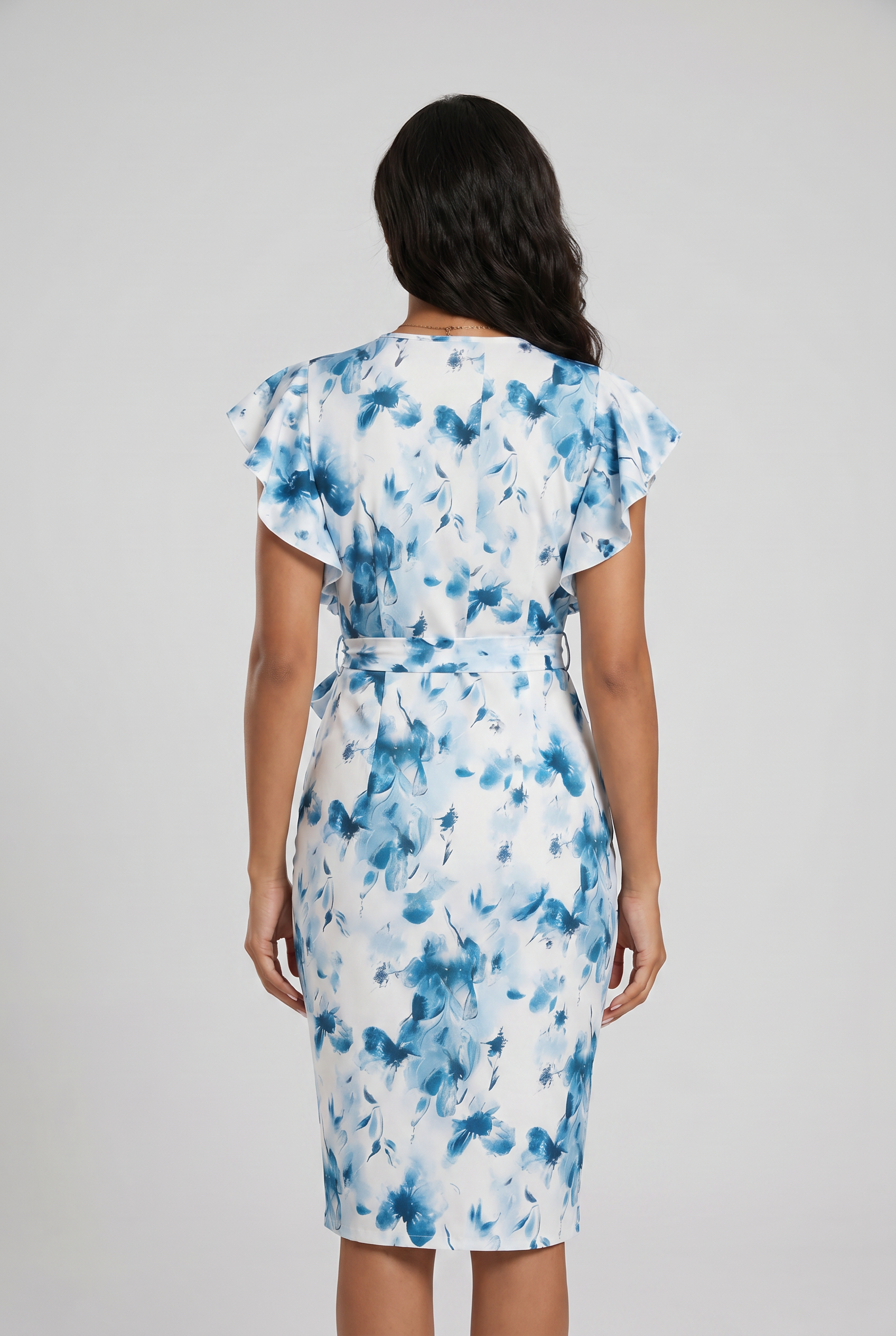 Elegant Floral Tie-Waist Dress