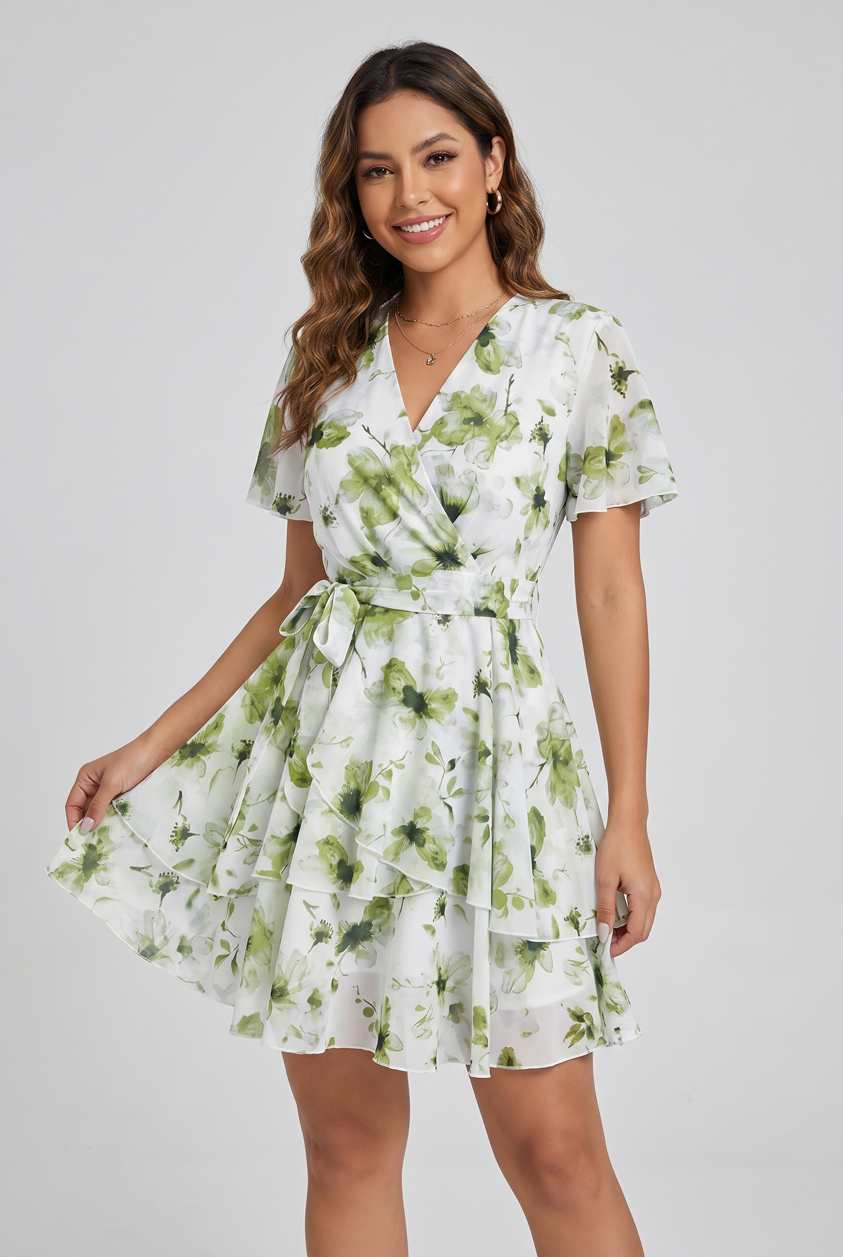 Floral Ruffle Mini Dress
